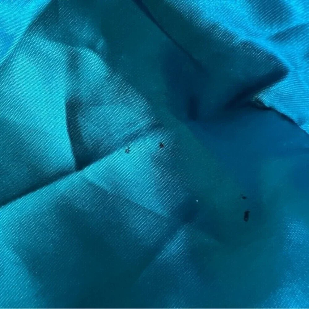 Vintage Bebe Y2K Turquoise Satin Logo Hobo Bag Teal Gold Chain